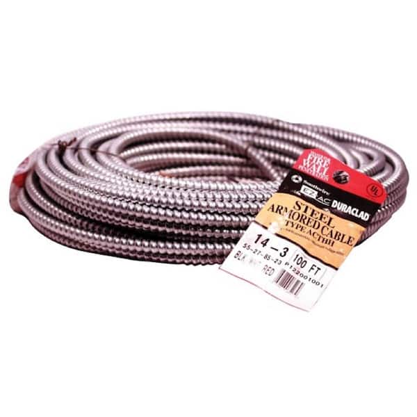 Southwire 100 ft. 14/3 600-Volt Duraclad Type BX/AC SA Light-Weight Steel Armored Cable Coil