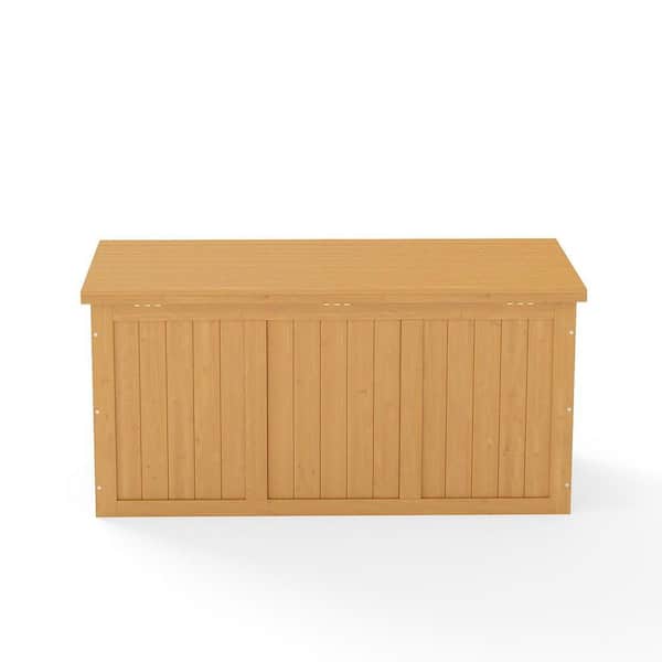 67 Gal. Outdoor Solid Wood Deck Box Storage Box Seat and Table Top for Patio