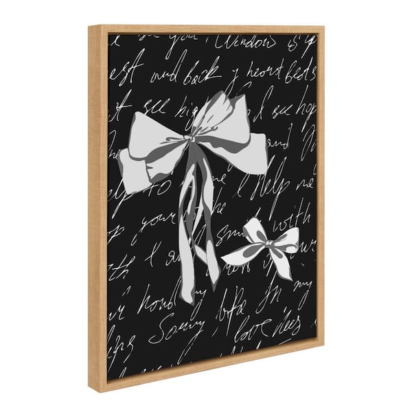 Kate and Laurel Sylvie Black White Bow by Honey Island Studio Natural Framed Art Print 18 in. x 24 in.