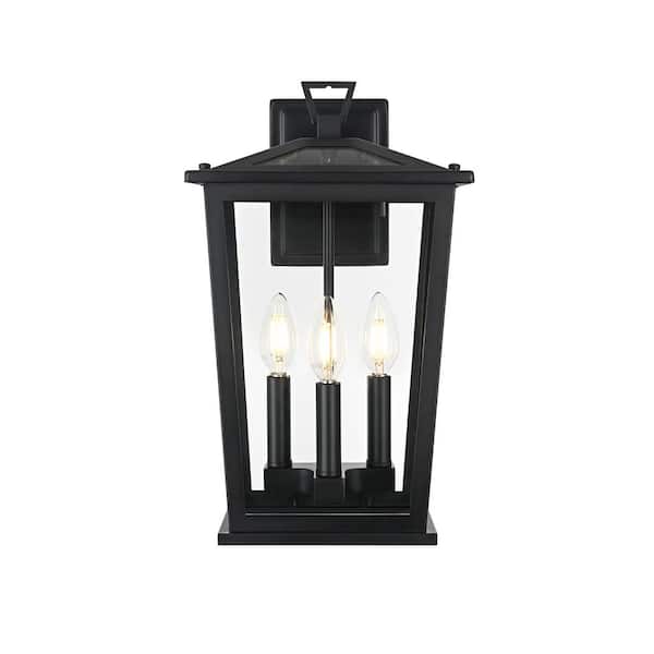 16 in. Black Outdoor Hardwired Wall Sconce with No Bulbs Included