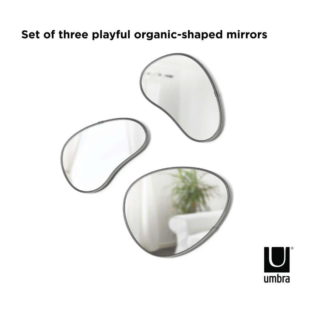 Set of 3 Organic-Shaped Metallic Frame Mirrors