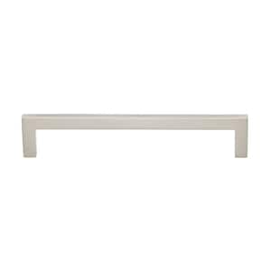 6-1/4 in. Center-to-Center Solid Square Slim Satin Nickel Cabinet Bar Pull (10-Pack)