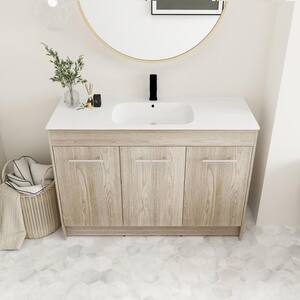 Anky 47.4 in. W x 18.1 in. D x 33.8 in. H Single Sink Bath Vanity in White Oak with White Gel Acrylic Top