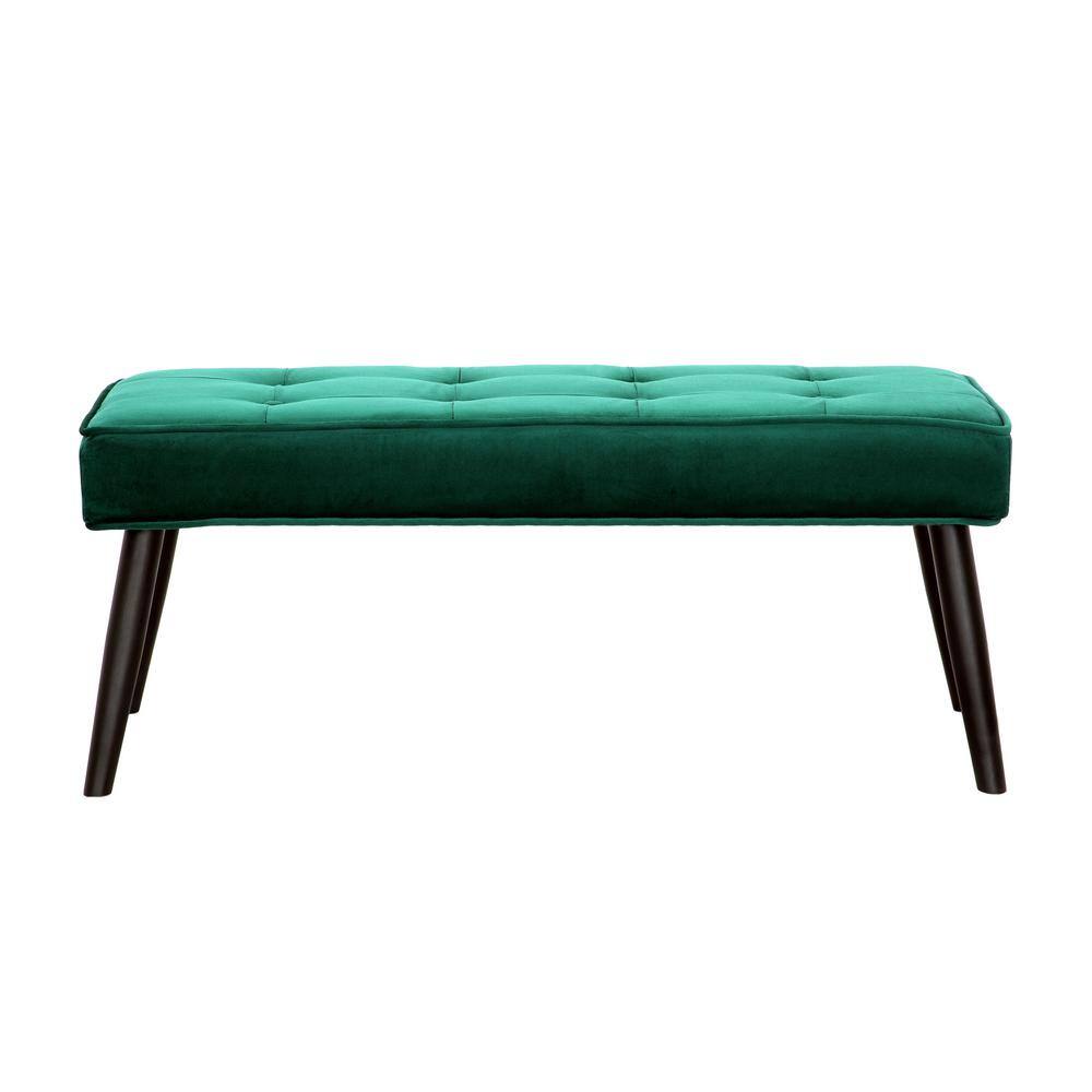 Kipp Black Velvet Upholstered Button Tufted Bench Ottoman