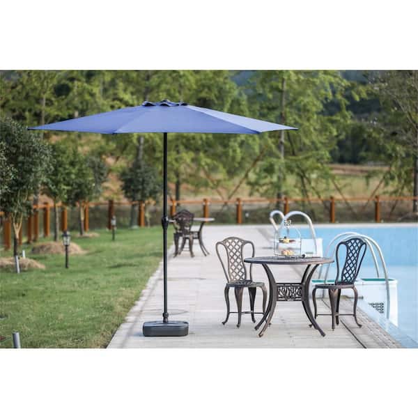 Patio Festival 9 ft. Steel Market Patio Umbrella in Steel Blue