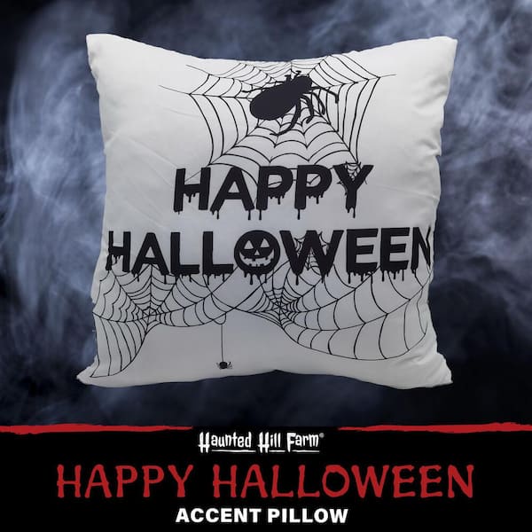 Indoor/Outdoor Halloween Spider Web Cotton Throw Pillow