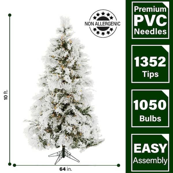 HOMESTOCK 9 ft.. Prelit Artificial Christmas Tree with Pine Cones, Foot  Pedal, 2294 Branch Tips, 1050 Warm Lights and Metal Stand 99007F - The Home  Depot