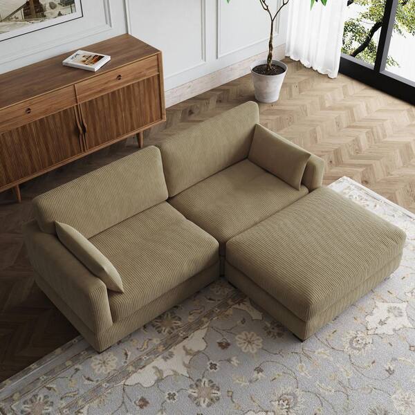上等な Uixe L-Shaped Fabric Corduroy 2-Piece Arm Square W in. 84.8 ジャケット・アウター