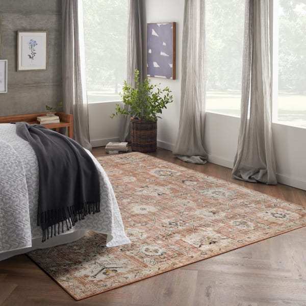Oushak Home Rust 7 ft. x 10 ft. Floral Traditional Area Rug