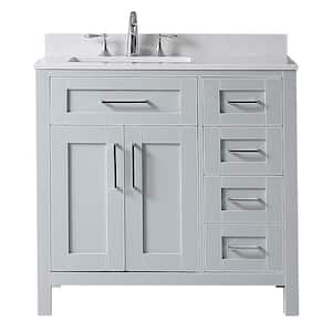 Riverdale 36 in. W x 21 in. D x 34 in. H Single Sink Bath Vanity in Dove Gray with White Engineered Marble Top