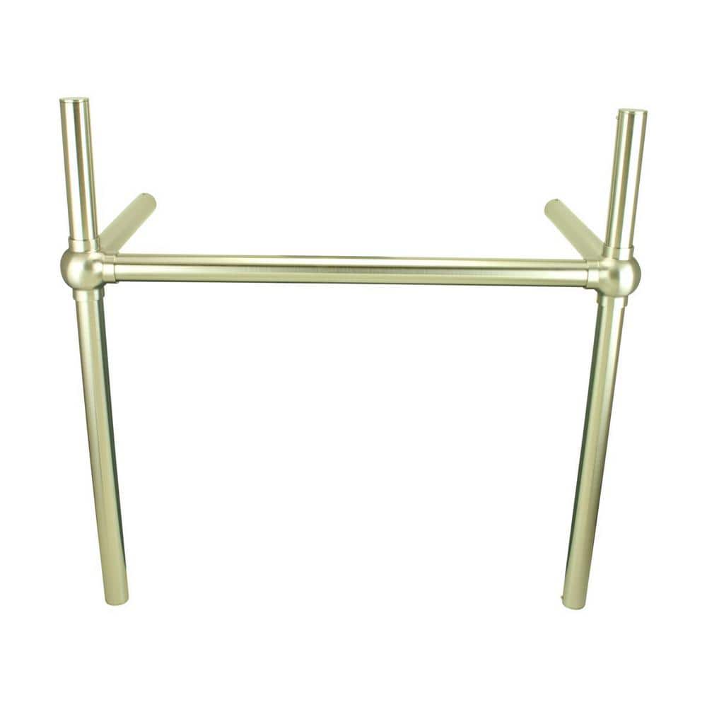 White Ceramic Console Sink with Satin Nickel Bistro Legs