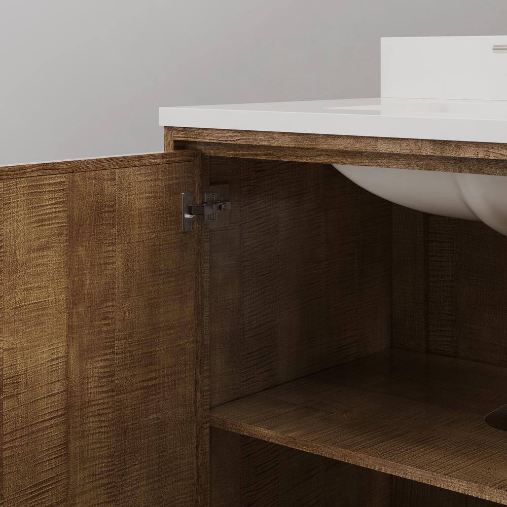 Westin 30" Lustrous Walnut Freestanding Bathroom Vanity with Quartz Top
