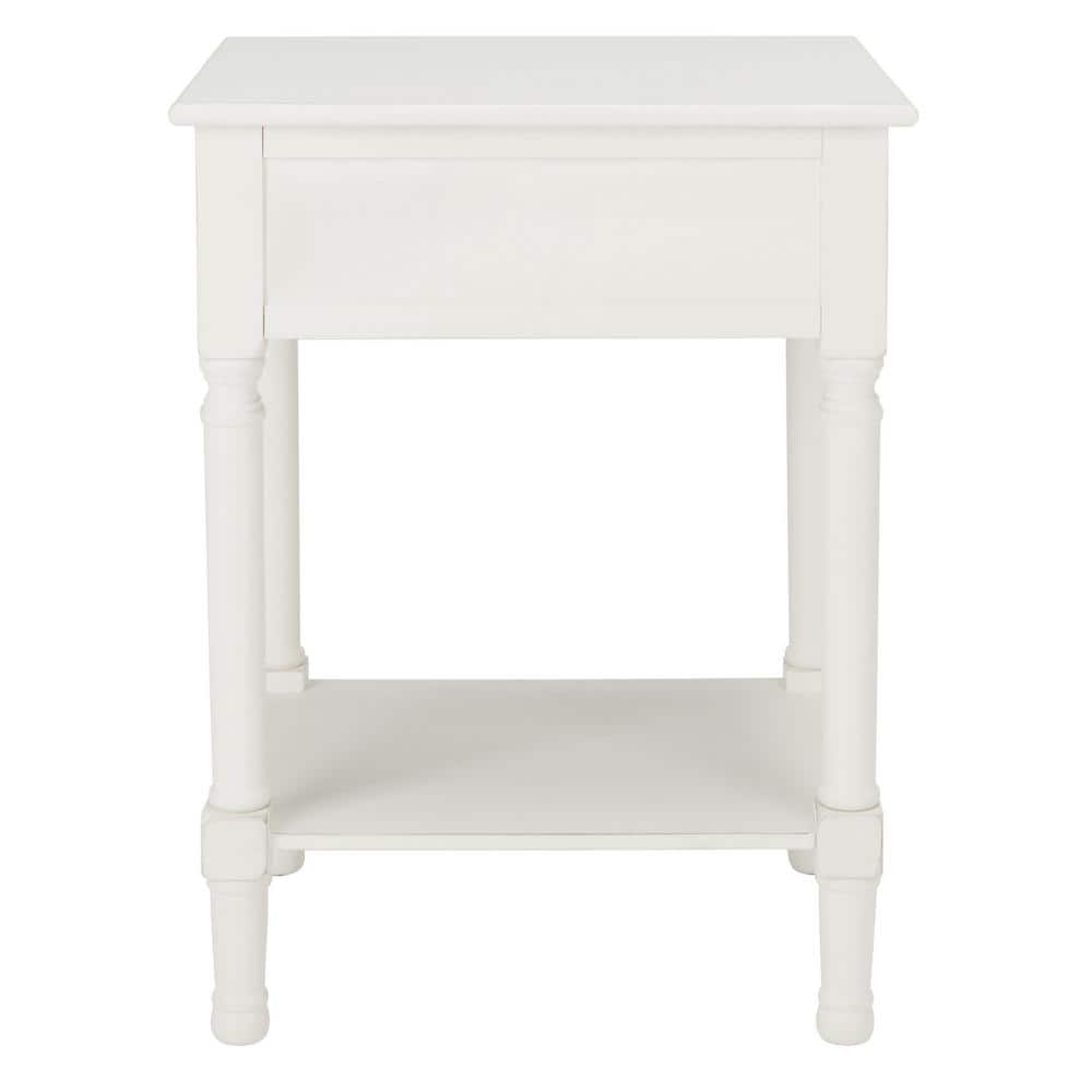 Halton Distressed White Wood Accent Table with Textured Drawer