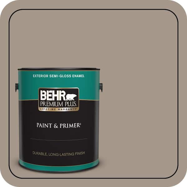 BEHR PREMIUM PLUS 1 gal. #N220-4 Shiitake Semi-Gloss Enamel Exterior Paint & Primer