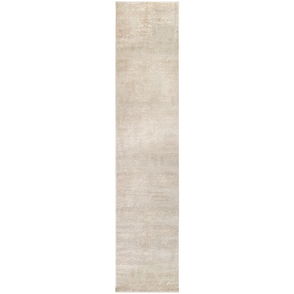Serenity Home Ivory 2 ft. x 6 ft. Abstract Contemporary Runner Area Rug