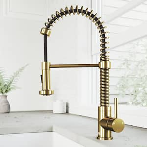 Edison Single Handle Pull-Down Sprayer Kitchen Faucet in Matte Brushed Gold