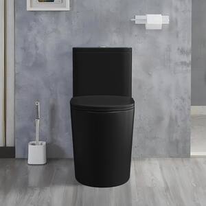 Lifelive One-Piece 1.27/1.6 GPF Dual Flush Elongated Toilet with Soft Close Seat in Black