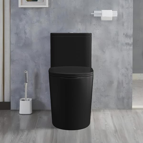 UPIKER Lifelive One-Piece 1.27/1.6 GPF Dual Flush Elongated Toilet with Soft Close Seat in Black