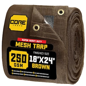 18 ft. X 24 ft.  Brown 250 GSM 7.5 oz Heavy Duty Mesh Tarp, UV Resistant