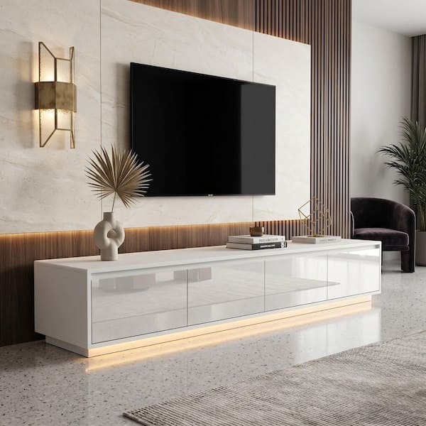 福ちゃん★kinoテレビキャビネット White TV Cabinet FUFU&GAGA White Mirrored Finished TV Stand Entertainment Center