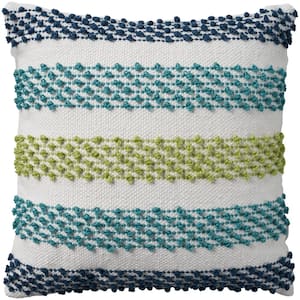 Outdoor Pillows Blue/Multicolor Modern and Contemporary 18 in. x 18 in. Square Throw Pillow