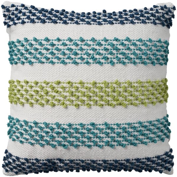 Mina Victory Outdoor Pillows Blue/Multicolor Modern and Contemporary 18 in. x 18 in. Square Throw Pillow