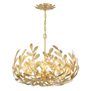 00633779095443, Broche 5-Light Antique Gold Chandelier