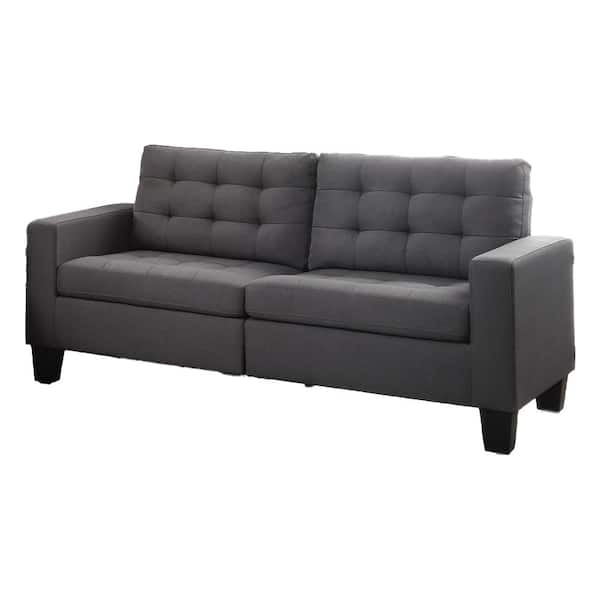 Acme Furniture Earsom 32 in. W Square Arm Linen Bridgewater Straight Sofa in Gray