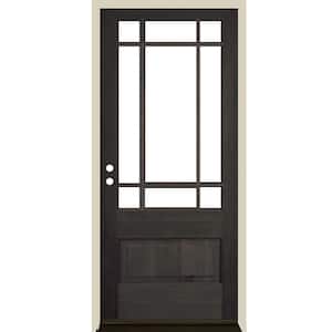 36 in. x 80 in. Craftsman Prairie 3/4 Lite Black Stain Right-Hand/Inswing Douglas Fir Prehung Front Door