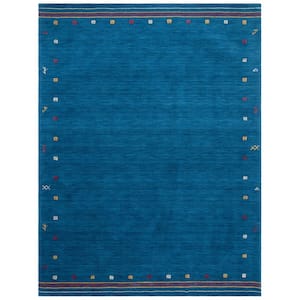 Himalaya Blue 8 ft. x 10 ft. Solid Color Striped Area Rug