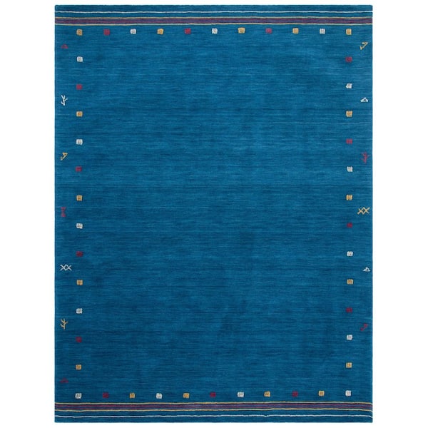 SAFAVIEH Himalaya Blue 8 ft. x 10 ft. Solid Color Striped Area Rug