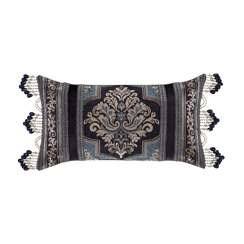 Manila Polyester Indigo Boudoir Decorative Throw Pillow 15 in. X 27 in.