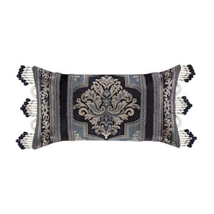 Manila Polyester Indigo Boudoir Decorative Throw Pillow 15 in. X 27 in.