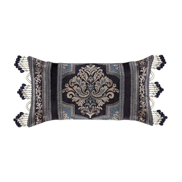 Unbranded Manila Polyester Indigo Boudoir Decorative Throw Pillow 15 in. X 27 in.
