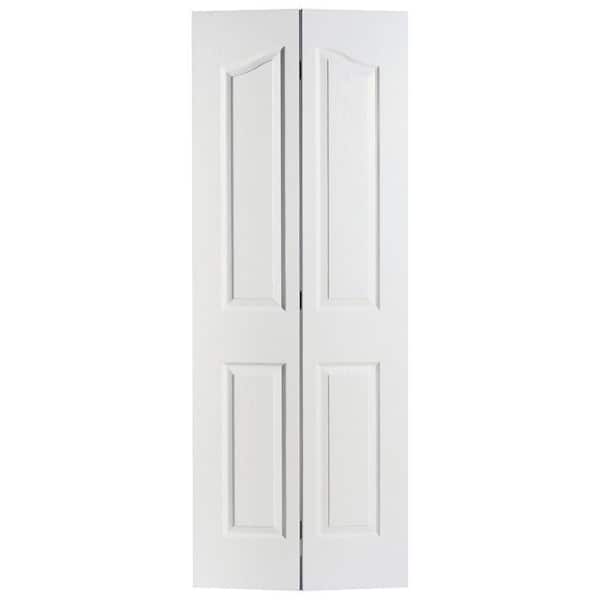 Masonite 36 in. x 80 in. White Textured 4-Panel Arch Top Hollow-Core Composite Interior Closet Bi-fold Door