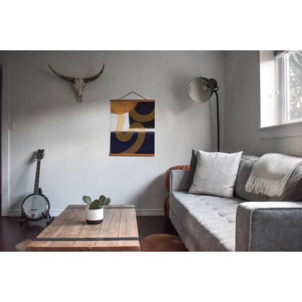 HomeRoots 14 in. Dark Blue, Gold Contemporary Crossfire Abstract Watercolor Wall Art