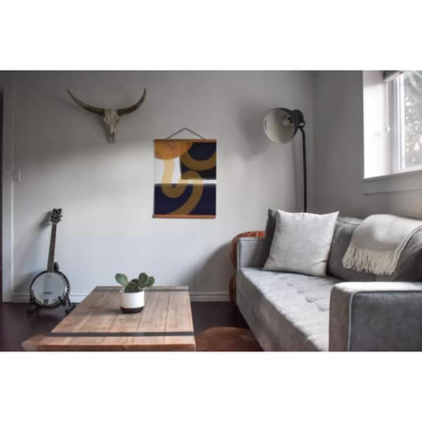 HomeRoots 22 in. Dark Blue, Gold Contemporary Crossfire Abstract Watercolor Wall Art
