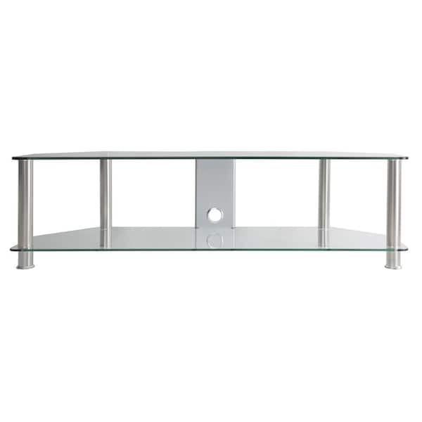 AVF SDC 55 in. Chrome Glass TV Stand Fits TVs Up to 65 in. with Open Storage
