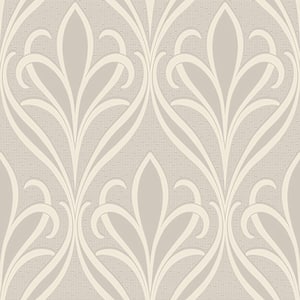 Vivian Dove Nouveau Damask Light Grey Wallpaper Sample