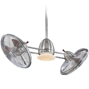 Gyro 42 in. Integrated LED Indoor Brushed Nickel Chrome Ceiling Fan with Chrome Accents Cages and Wall Control