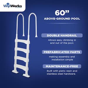 In-Pool 4 Step Ladder for 60 in. Swimming Pool Walls in White Above Ground