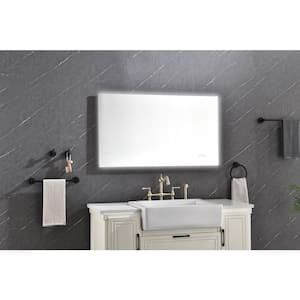 40 in. W x 24 in. H Rectangular Framed Anti-Fog Dimmable Backlit LED Wall Bathroom Vanity Mirror in Gun Gray Metal