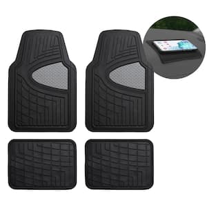 Gray Blue 4-Piece Premium Liners Tall Channel Trimmable Rubber Car Floor Mats - Full Set