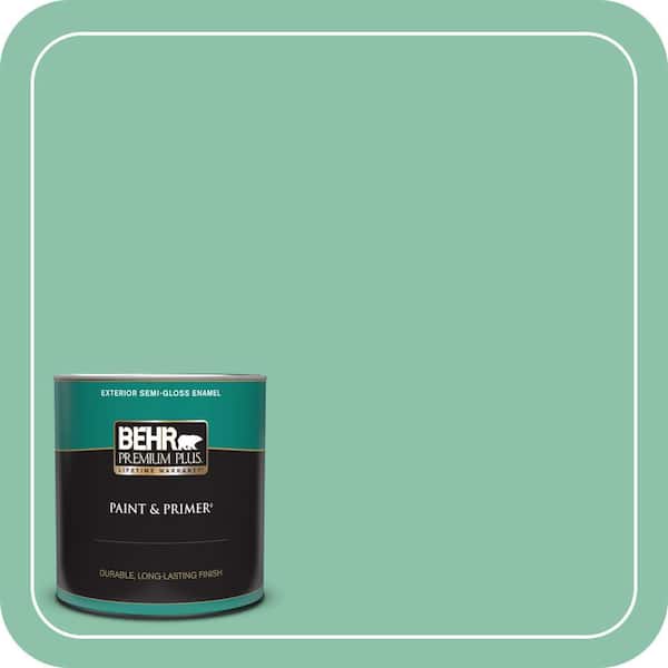 BEHR PREMIUM PLUS 1 qt. Home Decorators Collection #HDC-WR14-8 Spearmint Frosting Semi-Gloss Enamel Exterior Paint & Primer