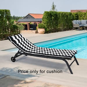 2-Piece 23.62 in. x 72.83 in. x 2.36 in. Outdoor Lounge Chair Cushion Replacement in Black and White