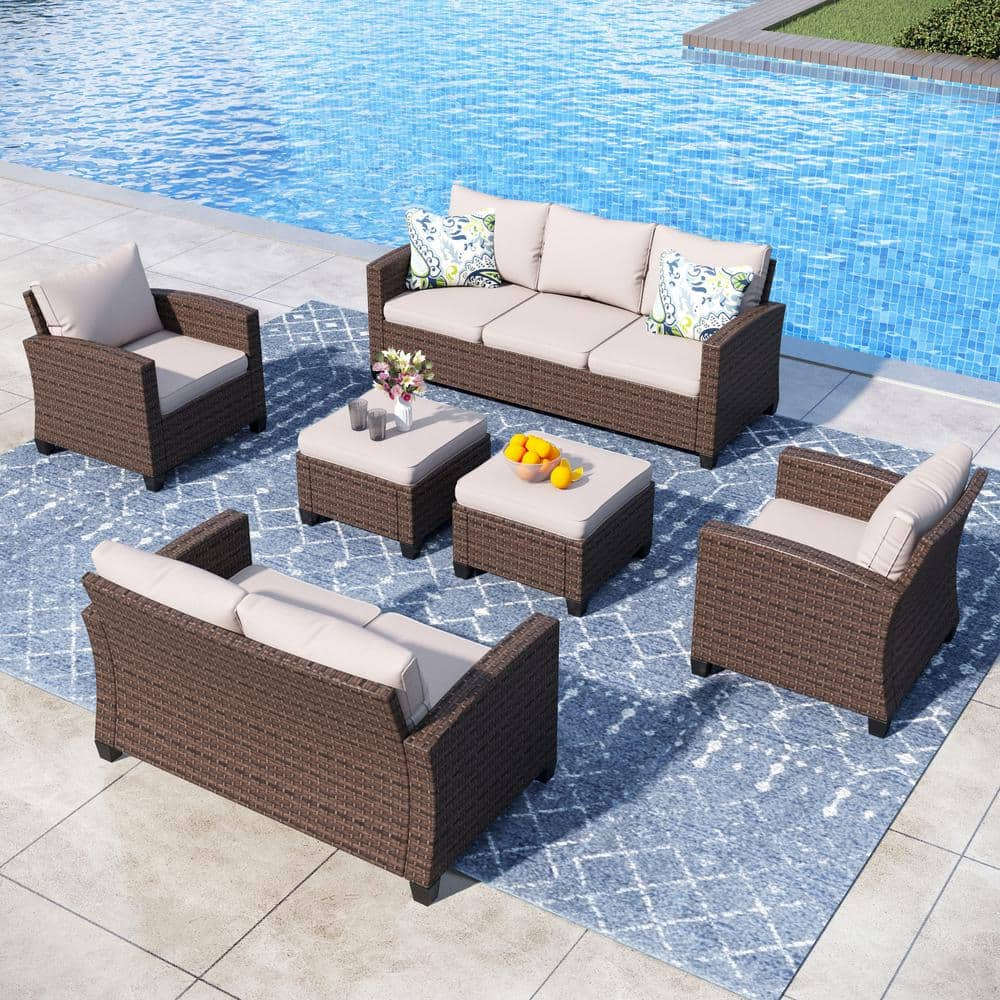 Bromborough 6 piece rattan sectional sale