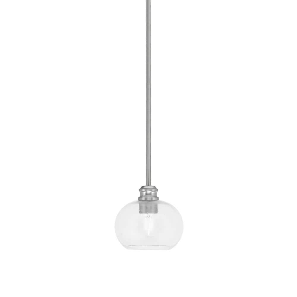 Albany 60-Watt 1-Light Brushed Nickel Pendant Mini Pendant Light Clear ...