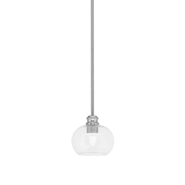 Unbranded Albany 60-Watt 1-Light Brushed Nickel Pendant Mini Pendant Light Clear Bubble Glass and Light Bulb Not Included