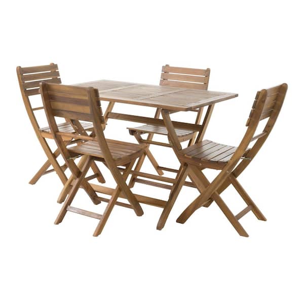 Positano Natural 5-Piece Wood Outdoor Patio Dining Set