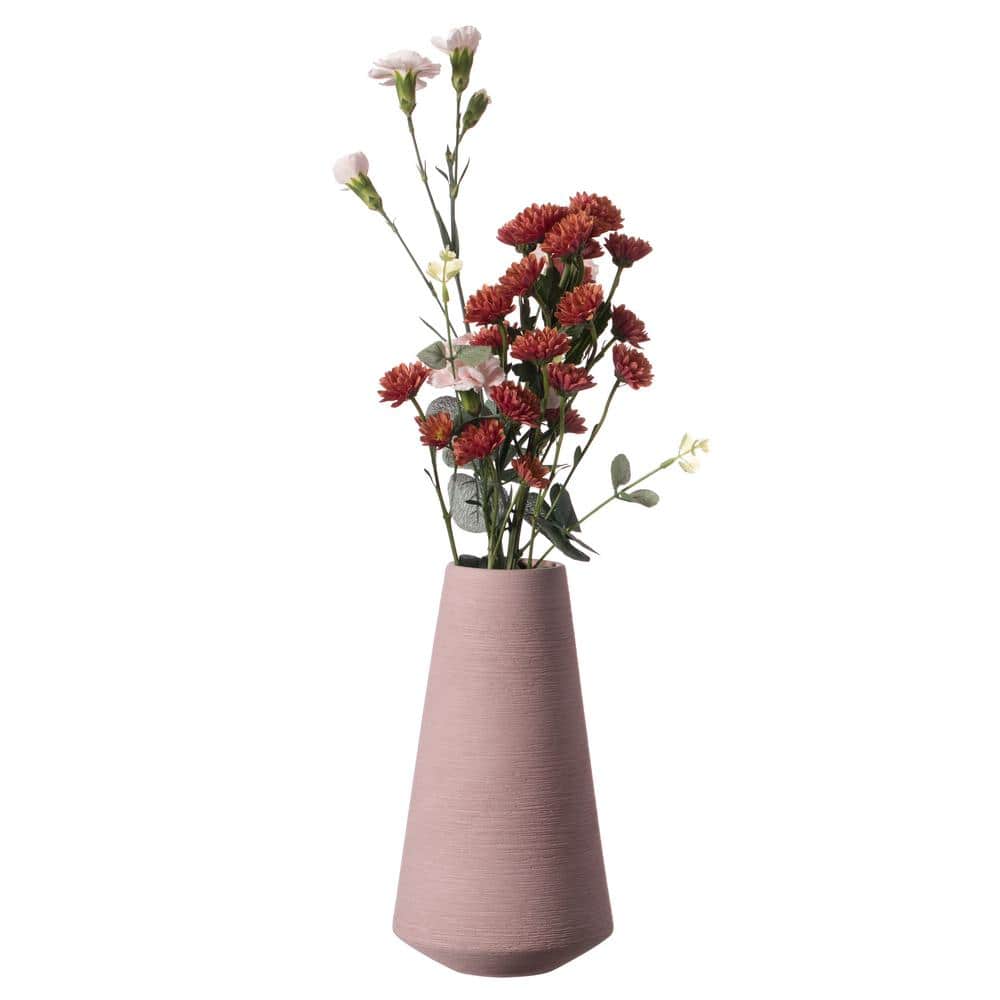 Elegant Pink Ceramic Cone Centerpiece Vase 12"